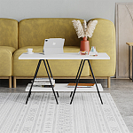 Стол журнальный с белой прямоугольной столешницей и полкой ESSEL WHITE варинант исполнения - 1 | Loft Concept в Сочи