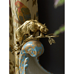 Чаша голубого цвета с оранментом и и бронзовыми фигурами леопардов Eden Garden варинант исполнения - 7 | Loft Concept в Сочи