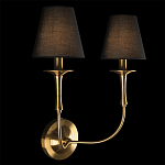 Бра с металлическим основанием бронзового цвета и 2-мя черными конусовидными абажурами Dignity варинант исполнения - 2 | Loft Concept в Сочи