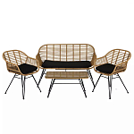 Журнальный столик с столешницей из ротанга и стекла Wicker Tabletop Under Glass варинант исполнения - 3 | Loft Concept в Сочи