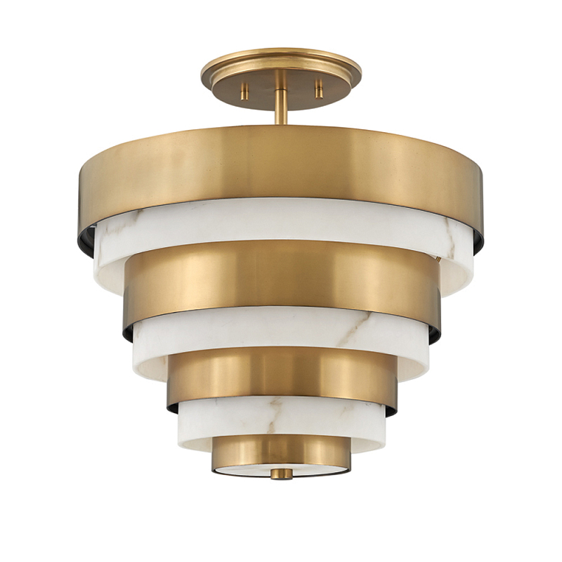 Потолочный светильник многоярусный с чередованием латунных и белых колец Hinkley  Латунь Белый в Сочи | Loft Concept 
