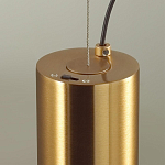 Подвесной светильник цилиндрической формы с плафоном из алебастра и металлическими торцами Латунь 60 см Cryptocrystalline Stone варинант исполнения - 5 | Loft Concept в Сочи