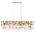 Люстра линейная с подвесками в форме монеток и золотистыми круглыми элементами из металла в виде лепестков FAIRYTREE Light варинант исполнения - 3 | Loft Concept в Сочи