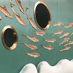 Обои с вышивкой ручной работы Deco Fish Original colourway варинант исполнения - 3 | Loft Concept в Сочи