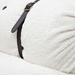 Двухместный диван без подлокотников белый с обивкой букле и ремешками из кожи Blaise Boucle Sofa варинант исполнения - 5 | Loft Concept в Сочи