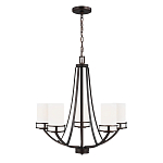 Люстра в цвете темная бронза с 5-ю белыми цилиндрическими плафонами Generation Lighting варинант исполнения - 2 | Loft Concept в Сочи