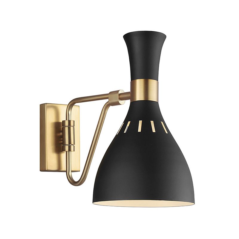 Бра с плафоном в форме песочных часов с узкими перфорированными отверстиями Feiss Черный Белый Латунь в Сочи | Loft Concept 