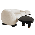 Диван Cannes трехместный с обивкой букле молочного цвета варинант исполнения - 3 | Loft Concept в Сочи