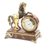 Часы настольные бронзовые с декором в виде коня Horse Stone Clock варинант исполнения - 2 | Loft Concept в Сочи