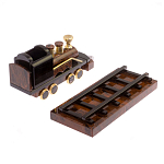 Часы настольные в виде паровоза из натурального камня Обсидиан Train Stone Clock варинант исполнения - 6 | Loft Concept в Сочи