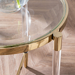 Золотой приставной столик с круглой стеклянной столешницей Weightless Table варинант исполнения - 7 | Loft Concept в Сочи