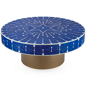 Стол синий отделка кость Bone Inlaid Round Coffee Table