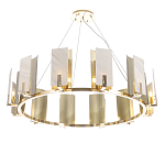 Люстра подвесная круглая с прямоугольными мраморными и золотистыми панелями на металлическом каркасе Диаметр 118 см Marble square Chandelier варинант исполнения - 3 | Loft Concept в Сочи