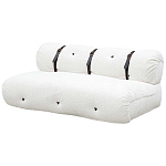 Двухместный диван без подлокотников белый с обивкой букле и ремешками из кожи Blaise Boucle Sofa варинант исполнения - 2 | Loft Concept в Сочи