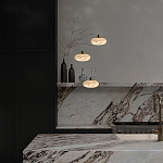 Подвесной светильник с плафоном в виде эллипса из белого алебастра Cryptocrystalline Stone варинант исполнения - 6 | Loft Concept в Сочи