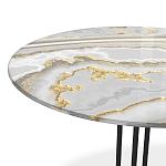 Стол журнальный с круглой столешницей из стекла Gray and Gold Marble варинант исполнения - 3 | Loft Concept в Сочи