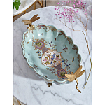 Чаша из голубого фарфора на бронзовых ножках с рисунком цветов и фигурками стрекоз Blue Garden варинант исполнения - 4 | Loft Concept в Сочи