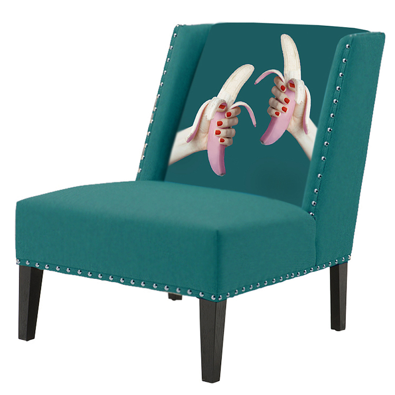 FUN Armchair Two Bananas Turquoise Дизайнерское кресло с цветным принтом Бирюзовый в Сочи | Loft Concept 