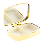 Таблетница карманная прямоугольная с 2-мя отделениями с зеркалом и накладкой из натурального камня Малахит Gold Stone Pillboxes варинант исполнения - 2 | Loft Concept в Сочи