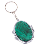 Зеркало брелок карманное двухстороннее из натурального камня Малахит Stone Mirrors варинант исполнения - 1 | Loft Concept в Сочи