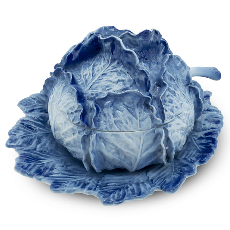 Супница SOUP BOWL CABBAGE W/PLATE D25 Blue Сапфирово-синий в Сочи | Loft Concept 