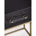 Приставной столик с резным узором на выдвижном ящике Black Table Carved Pattern варинант исполнения - 2 | Loft Concept в Сочи