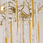 Люстра подвесная золотого цвета с разветвленными ветвями и прозрачными стеклянными подвесками Droplet Chandelier варинант исполнения - 4 | Loft Concept в Сочи