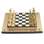 Шахматы из бронзы и натуральных камней Долерит и Мрамор с гравировкой Decorative Thematic Chess варинант исполнения - 1 | Loft Concept в Сочи