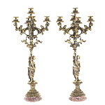 Подсвечники из бронзы на 10 свечей на подставке из камня креноид Stone Candlestick варинант исполнения - 1 | Loft Concept в Сочи