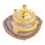 Икорница с декором "Осетр" с гравировкой на подставке из натурального камня Агат Decorative Cavair Dishes варинант исполнения - 2 | Loft Concept в Сочи