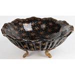 Блюдо черного цвета из фрафора на бронзовых ножках Eden Garden porcelain and bronze варинант исполнения - 1 | Loft Concept в Сочи