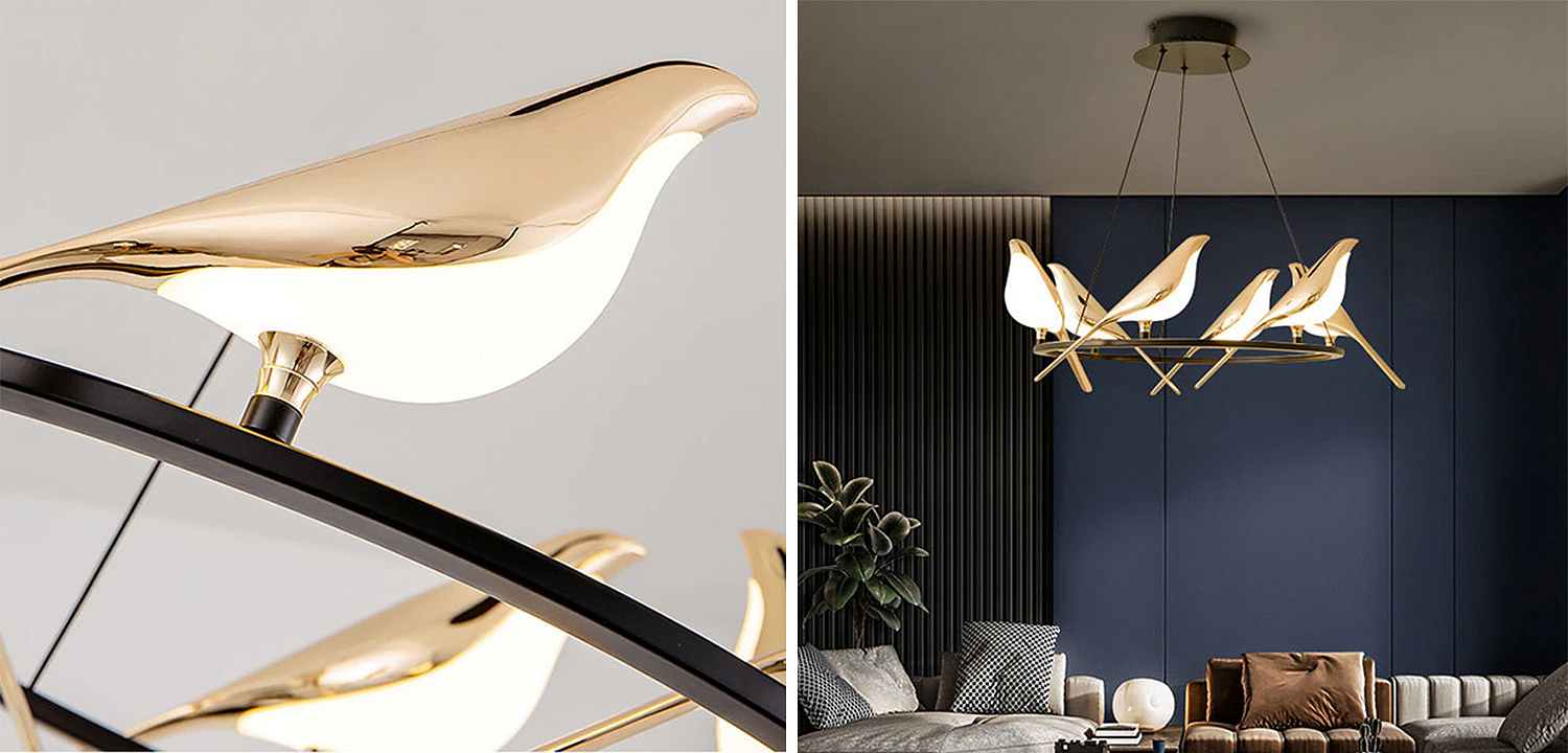 Люстра с золотыми птичками круглая NOMI Chandelier Six birds Round Люстра с золотыми птичками круглая NOMI Chandelier Six birds Round - Loft-Concept в Сочи