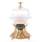 Икорница с декором "Три рыбки" с гравировкой и натуральным камнем Нефрит Decorative Cavair Dishes варинант исполнения - 7 | Loft Concept в Сочи