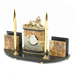 Настольный письменный набор из камня офиокальцит и бронзы с декором в виде льва Successful Leader варинант исполнения - 2 | Loft Concept в Сочи