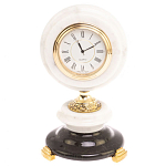 Часы настольные бронзовые из натуральных камней Мрамор и Змеевик Stone Clock варинант исполнения - 1 | Loft Concept в Сочи