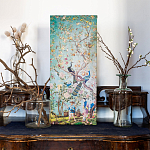 Постер на холсте в стиле шинуазри с изображением сада Chinoiserie Imperial Garden Peacocks on a Tree варинант исполнения - 3 | Loft Concept в Сочи