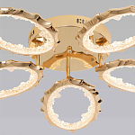 Потолочная люстра с 5-ю светодиодными лампами с золотистым каркасом Ring of Fire варинант исполнения - 2 | Loft Concept в Сочи