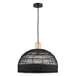 Подвесной светильник с округлым абажуром из черного ротанга Wicker Furniture варинант исполнения - 2 | Loft Concept в Сочи