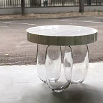 Дизайнерский журнальный стол на 3-х овальных прозрачных ножках Tukutic варинант исполнения - 2 | Loft Concept в Сочи