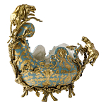 Чаша голубого цвета с оранментом и и бронзовыми фигурами леопардов Eden Garden варинант исполнения - 2 | Loft Concept в Сочи