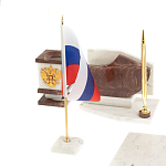 Настольный письменный набор из мрамора и лемезита с гербом и флагом России Marble Accessory варинант исполнения - 3 | Loft Concept в Сочи