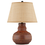 Настольная лампа темно-коричневая с тканевым абажуром в форме конуса Сhieftain варинант исполнения - 3 | Loft Concept в Сочи