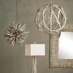 Настольная лампа с каркасом в виде веток деревьев с абажуром из ткани Natural Driftwood варинант исполнения - 4 | Loft Concept в Сочи