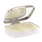 Таблетница карманная прямоугольная на 2 отделения с зеркалом и накладкой из натурального камня Лазурит Silver Stone Pillboxes варинант исполнения - 3 | Loft Concept в Сочи