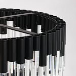 Люстра круглая из матового черного металла с подвесками из прозрачных стеклянных трубок Noir Tubes варинант исполнения - 9 | Loft Concept в Сочи