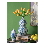 Ваза фигурная с сине-зелеными узорами распустившихся цветов Blossoming Spring варинант исполнения - 4 | Loft Concept в Сочи