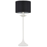 Настольная лампа с декором в виде белого цветка магнолии на каркасе и черным абажуром White Magnolia варинант исполнения - 3 | Loft Concept в Сочи