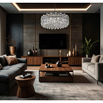 Круглая люстра с хрустальными подвесками на серебряном каркасе Gorgeous Crystal Light варинант исполнения - 12 | Loft Concept в Сочи