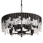 Люстра круглая из матового черного металла с подвесками из прозрачных стеклянных трубок Noir Tubes варинант исполнения - 1 | Loft Concept в Сочи