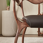 Стул деревянный с мягким сиденьем из коричневой натуральной кожи Moon Walnut Furniture варинант исполнения - 3 | Loft Concept в Сочи